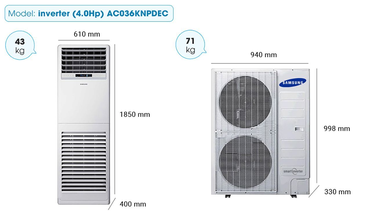 kich thuoc may lanh tu dung samsung inverter 4 0hp ac036knpdec